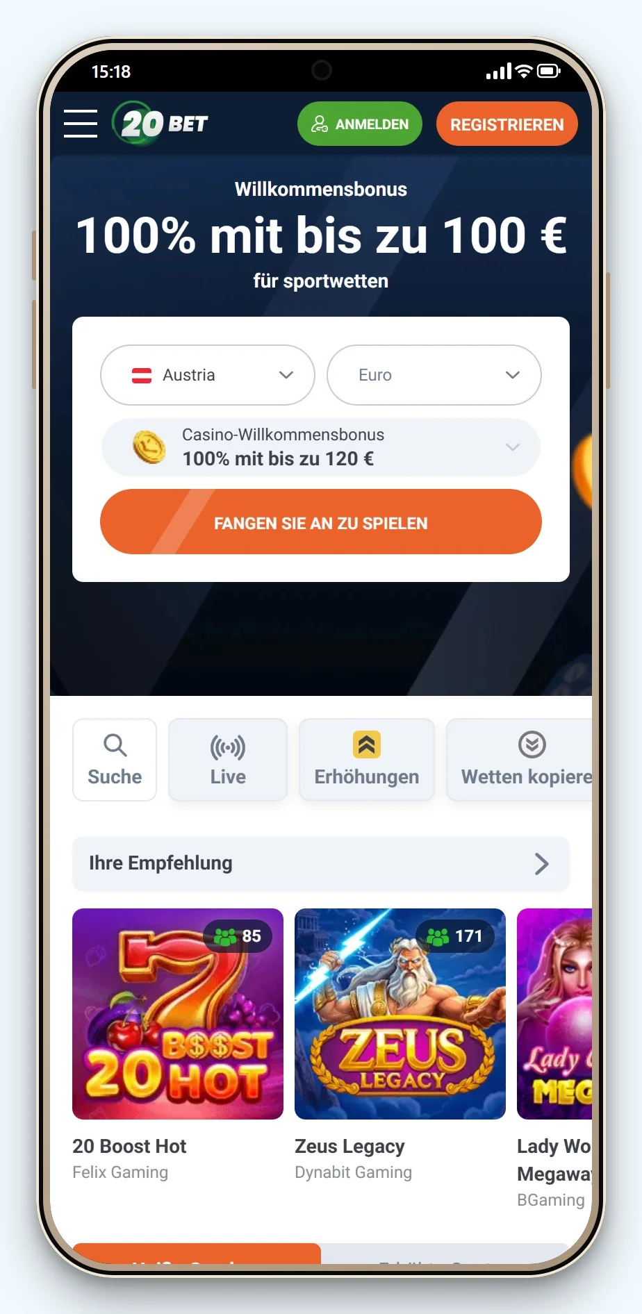 online casino eps überweisung: 20Bet Casino mobil