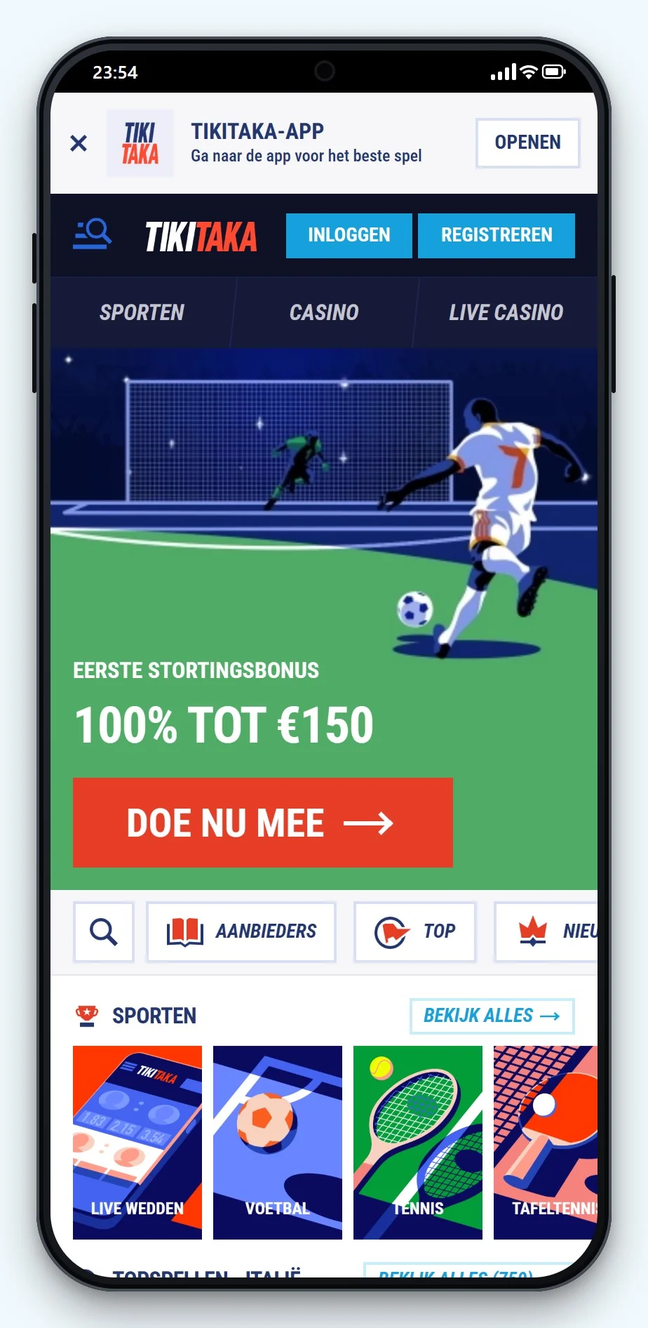 online casino sepa: mobiele lobby van TikiTaka
