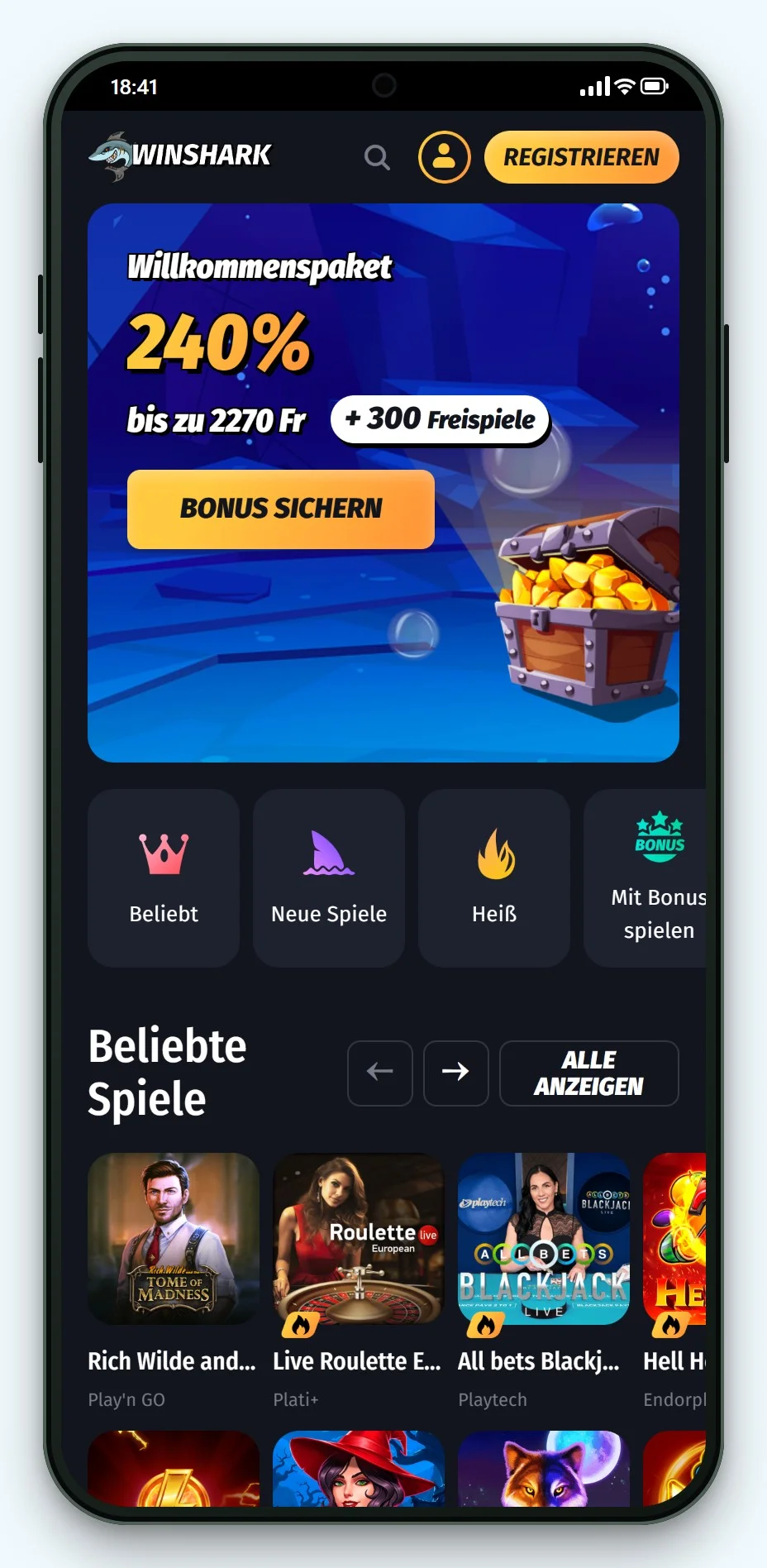 online casinos mit überweisung schweiz: WinShark mobil
