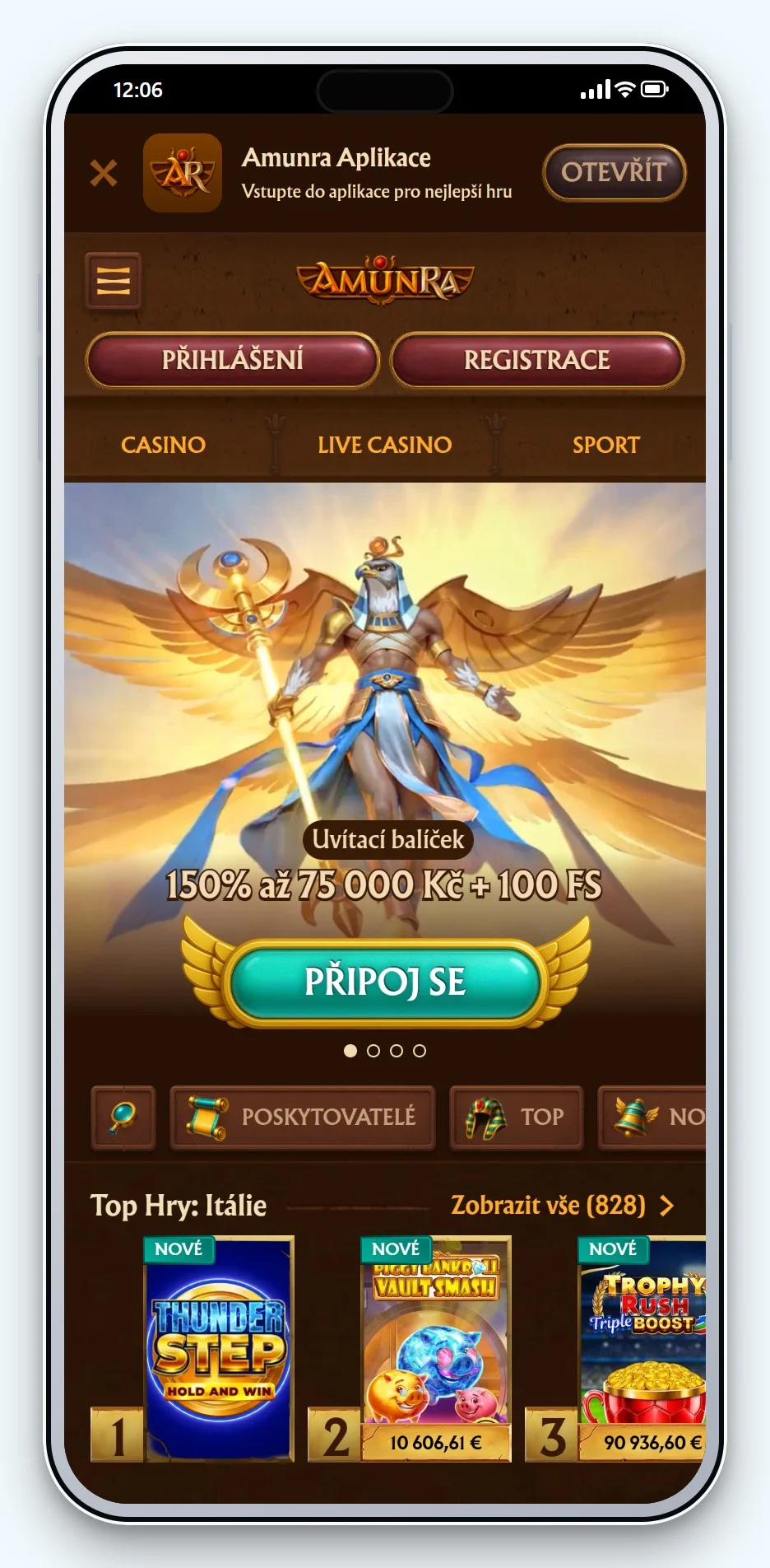 bankovní převod kasina: mobilní lobby AmunRa