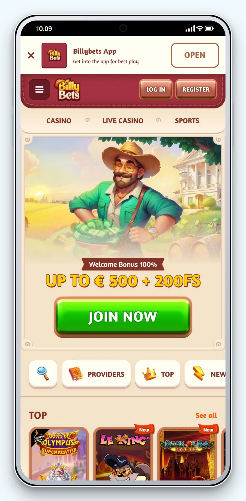 online casinos mit überweisung: BillyBets mobil, Lobby