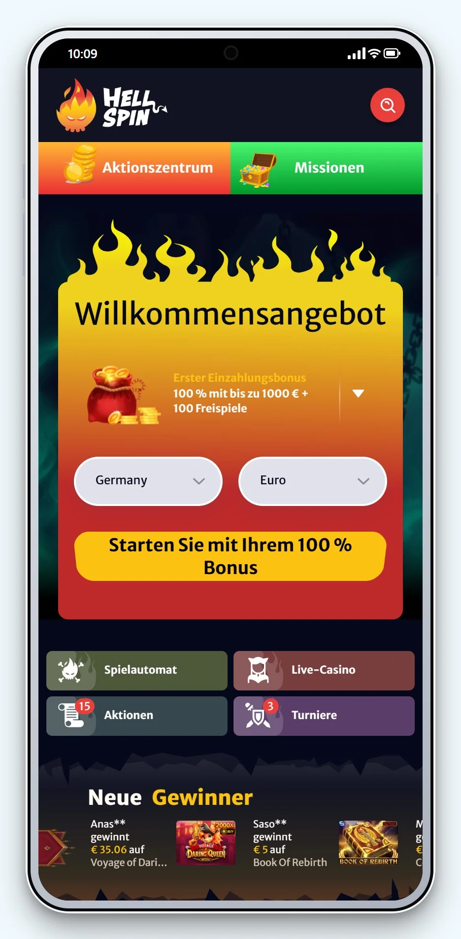 banküberweisung casino: HellSpin mobil, Lobby