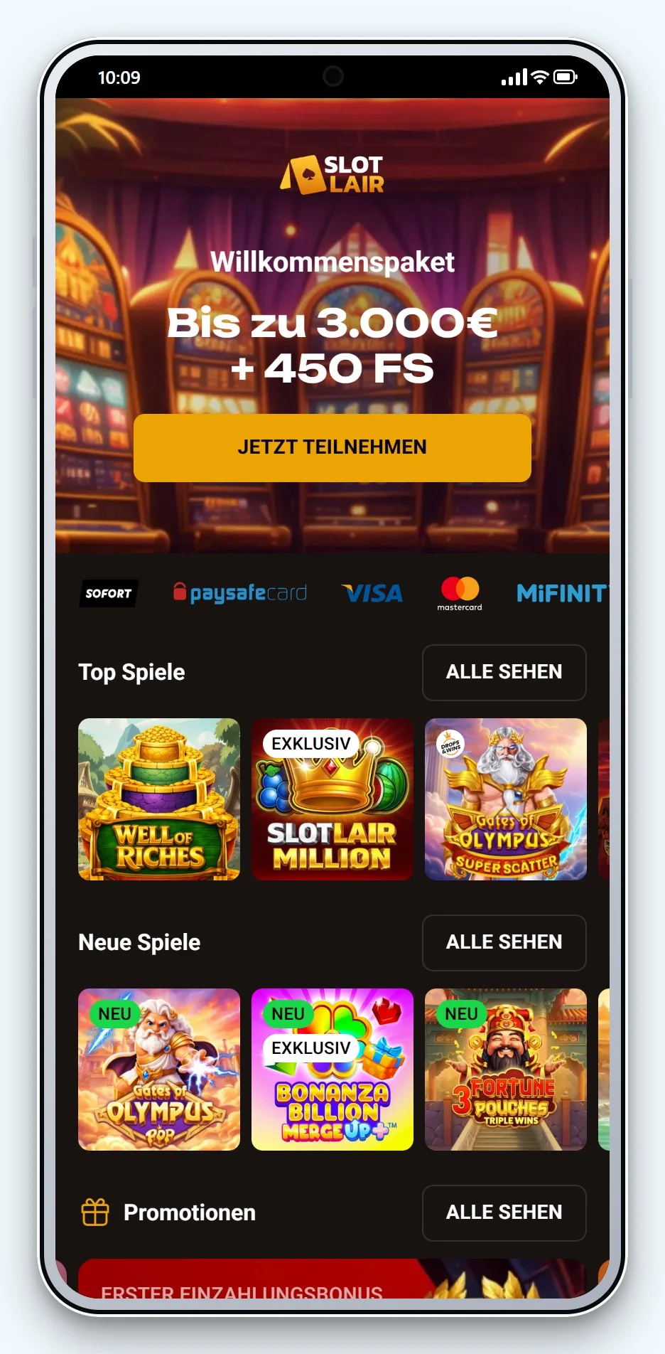 online casino überweisung: SlotLair mobil, Lobby