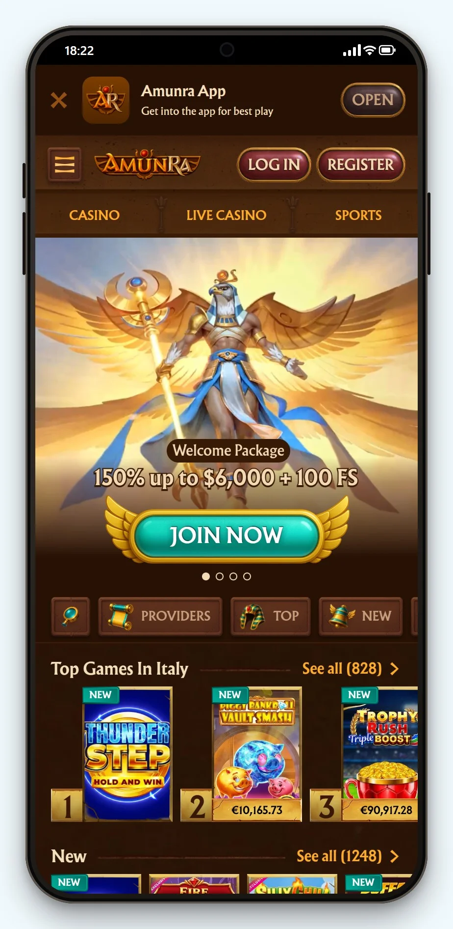 bank transfer deposit casino: AmunRa mobile lobby